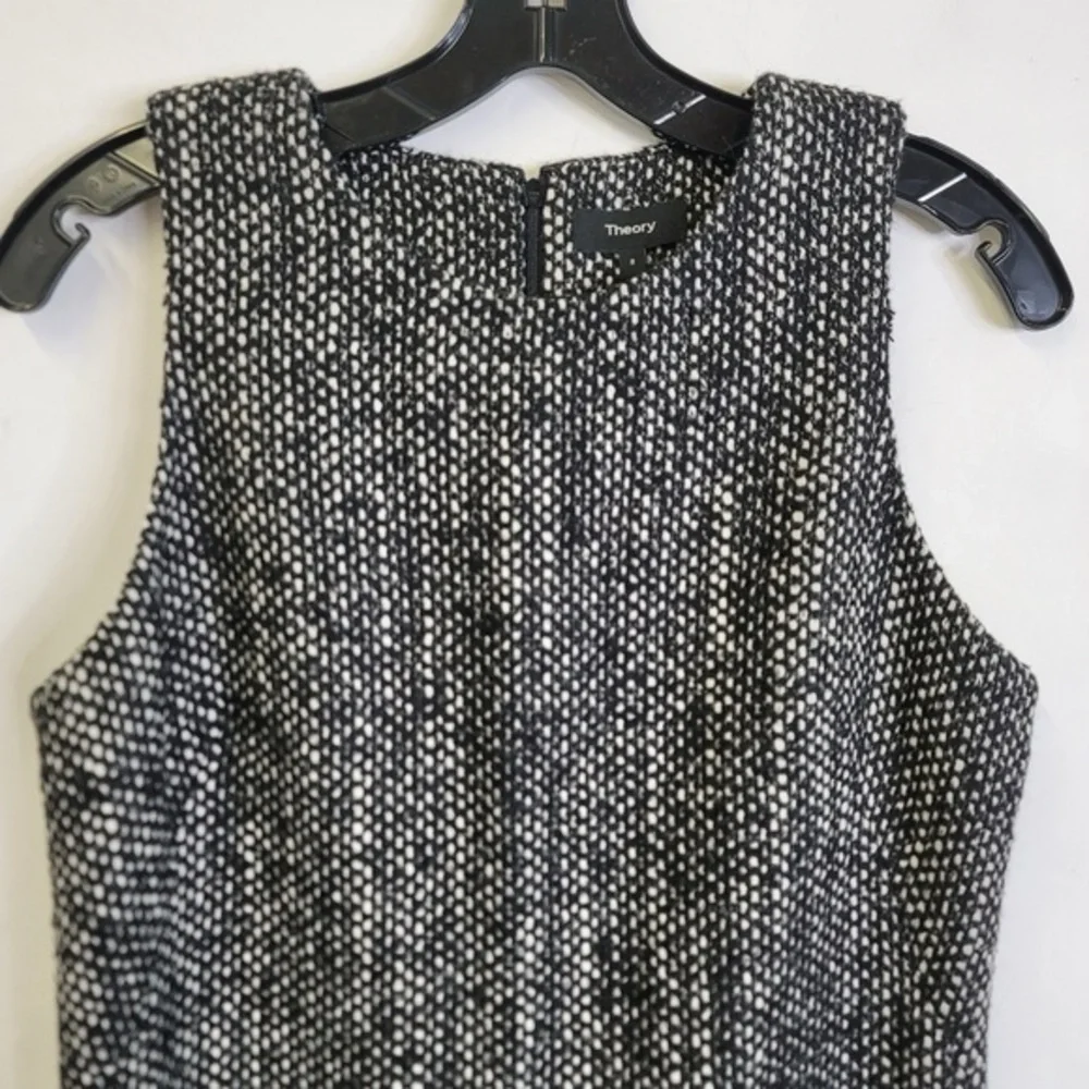 Theory Sleeveless Angled Wool-Blend Dress, Black - Picture 5 of 7